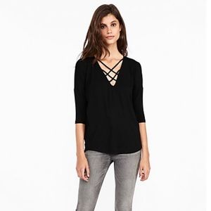 Express OneEleven Strappy Front London Tee - Black